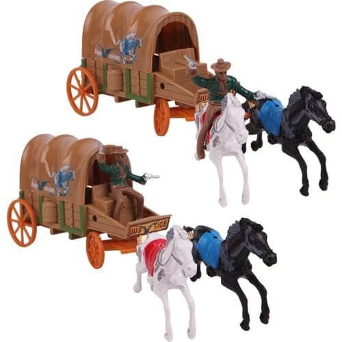 Western Cowboy Police Carriage Horses Model Plastic Toys Boys Kids Childrens Toy Military Soldiers Set Birthday Christamas Gift