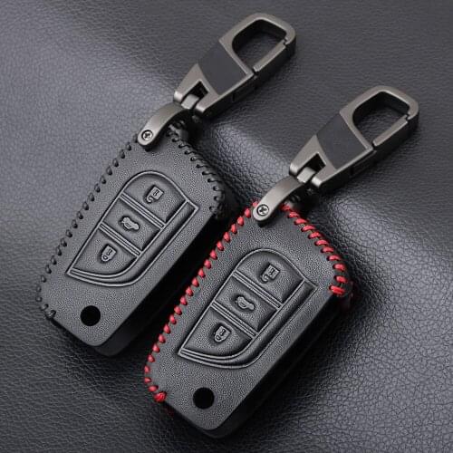 Leather Shell Key Fob Case Cover For Toyota Auris Corolla Reiz Avensis Verso Yaris Aygo Rav4 Scion TC IM 2015 2016 Keychain Bag