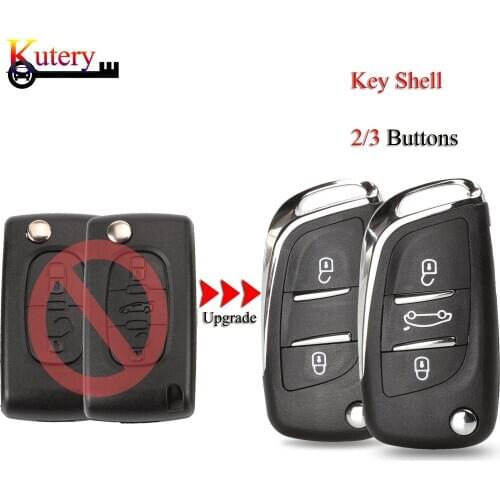 Kutery Folding Remote Car Key Shell For Citroen C1 C2 C3 Peugeot 106 307 CE0536 With VA2/HU83 Uncut Blade 2/3Buttons