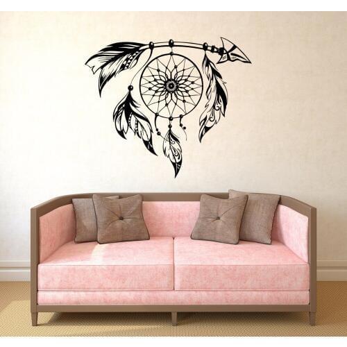 Dreamcatcher Hang On The Arrow With Feathers Bedroom Living Room Wall Posters Removeable Adhesives Murals Vinyl Stickers S-555