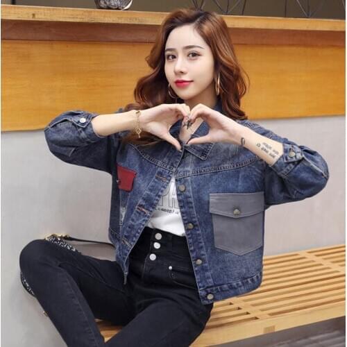 Fashion net red denim jacket female 2020 spring new loose was thin short jacket coat tide motorcycle casaco feminino basic coats