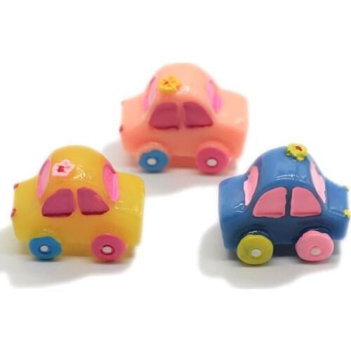 Cartoon Car Resin Decoration 3D Kawaii Transportation Toys Kids Gifts DIY Ornament Christmas Embellishment Keyring Making