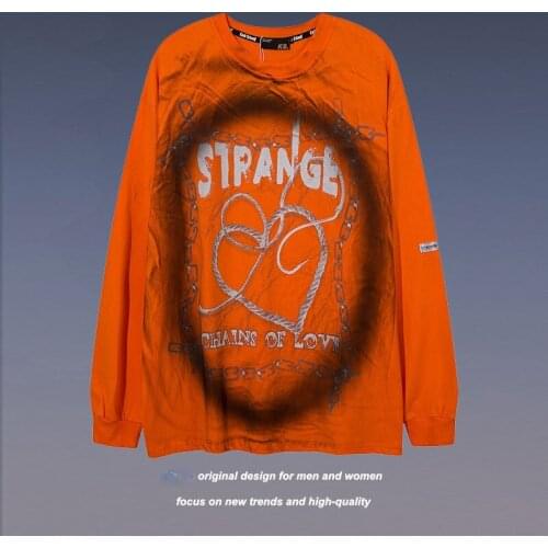 Hip-Hop Mens T-Shirt Graffiti Printing Pattern O-Neck Pullover Anime Shirt Autumn High Street Cotton Oversized T-Shirt Unisex