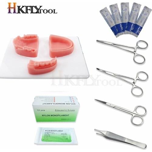 Dental practice kit, Oral model, Swaged needle, Training instrument kit with selica gel for Dental Students oral suture training