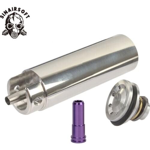 Tune Up Kit Stainless Steel CNC Milled One-piece Solid Cylinder Built-in Cylinder Head Piston Head Nozzle Airsoft Paintball