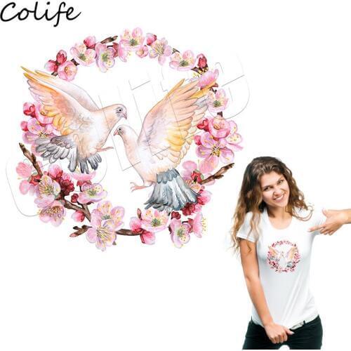 Woman Pigeons Patches On Clothing Applique In Patch Iron On Heat Transfer Vinyl Paper Stickers Custom Accessory Applique