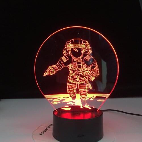 3D Astronaut Night Lamp 7 Color Change LED Illusion Visual Night Light Kids Bedroom Decoration Sleeping Lamp Best Gift Standard