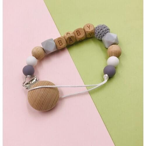 Personalized Name Handmade Pacifier Clips Holder Chain Silicone Pacifier Chains Star Baby Teether Teething Chain