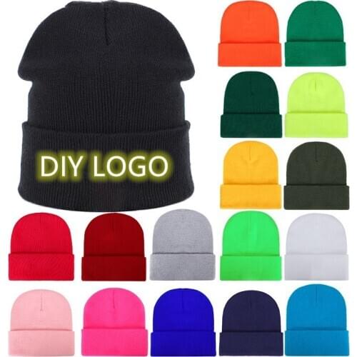 DIY custom beanies LOGO Autumn Winter Solid Color Knit Hats Skullies Beanies For Men Women Team Brand Customize Caps