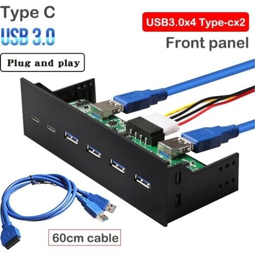 Front panel usb type c USB3.0 hub Plug and play 60cm cable no external power need Super Speed support system Windows10/8/7/Vista