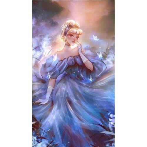 Full Square/Round Diamond Painting Cartoon Princess with Long Hair Diamond Mosaic Home Decoration Gift Handicrafts Disney