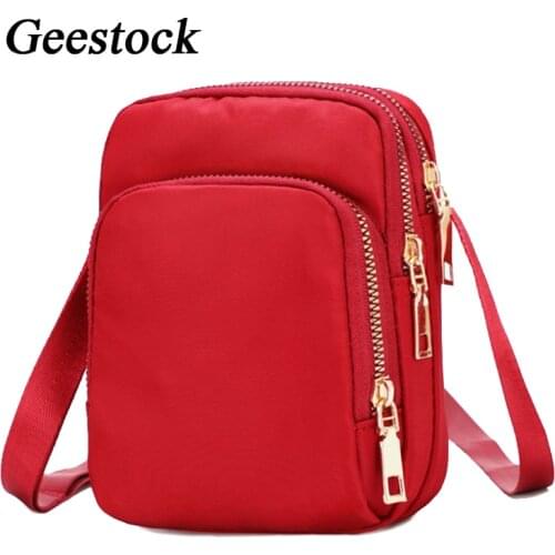 Geestock Fashion Womens Shoulder Bag Mini Multifunctional Nylon Oxford Cloth Messenger Bag Zipper Mobile Phone Handbag
