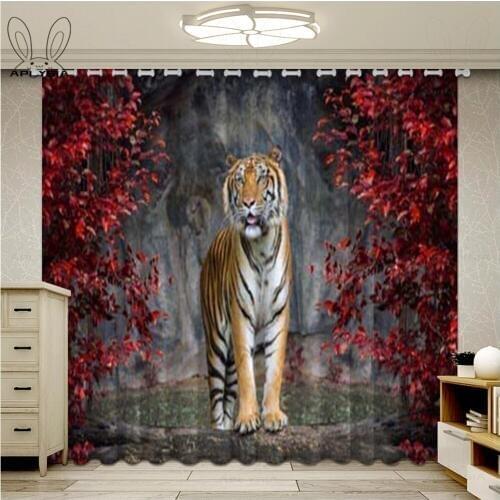 Tiger curtains 3D Blackout Curtains For Living room Bedding Room Drapes Cotinas Ultra-thin Micro Shading Window Curtains