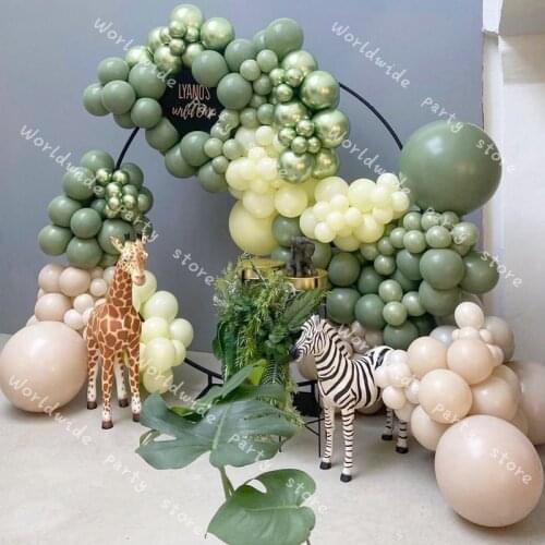 Valentines Day DIY Baby Shower Balloon Garland Arch Kit Metal Retro Green Latex Balloon Wedding Decor Girl New Year Party Supply