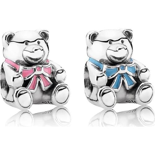 Authentic 925 Sterling Silver Bead Teddy Bear Baby Charm Fit Fashion Women Pandora Bracelet Bangle Gift DIY Jewelry