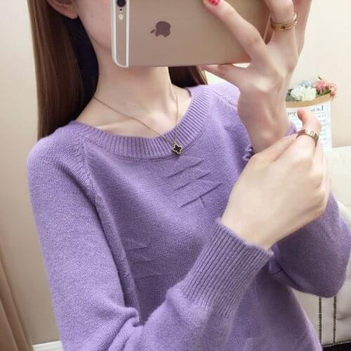 2020 Autumn Winter Women Sweater New Korean Casual Womens neck Loose Long Sleeve Solid Color Pullover Sweaters Women NS4682