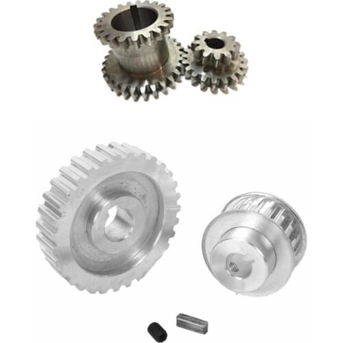 2Pcs Cj0618 Teeth T29Xt21 T20Xt12 Dual Dears Metal Lathe Gear & 2Pcs Pulley Gear Motor Belt Gear Drive Wheel Gear