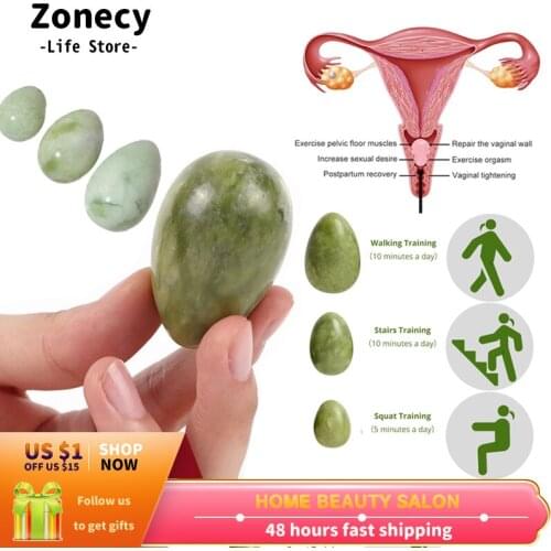 3pcs Yoni Egg Set Jade Vaginal Tightening Kegel Exercise Yoni Egg Natural Stone Feminine Care Massage Ball Women To Train Pelvic