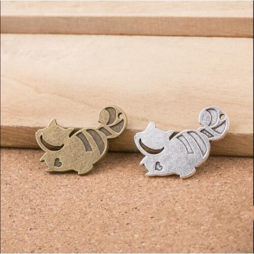 RONGQING 30pcs/lot Raccoon Charms 29x19x1mm Cute Racoon Animal Charms for Jewelry Making