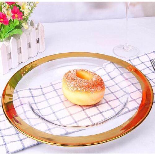 33CM European creative transparent gold edge plate glass fruit plate daily merchandise