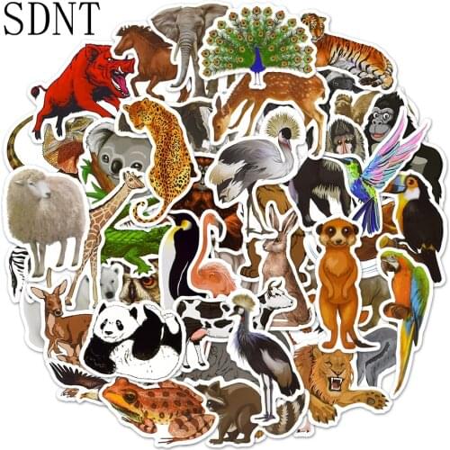 50 PCS Zoo Animal Sticker for Kids Toy Funny Vivid Cute Stickers Pack Waterproof Stickers for Scrapbook Phone Case Laptop Guitar