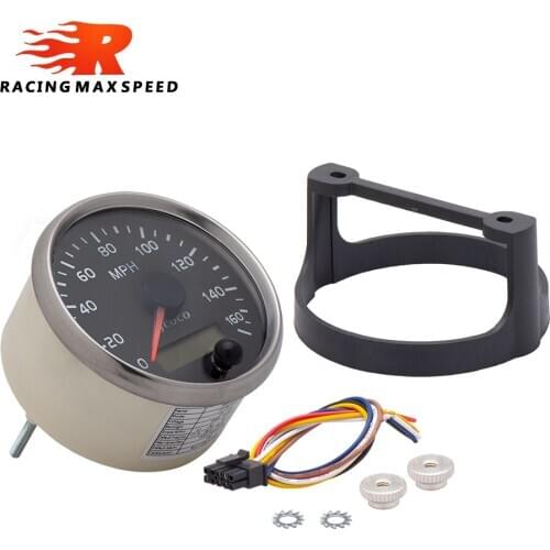 85mm Speedometer 160MPH Speed Gauge Meter With White/Amber Backlight 12V 24V With LCD For Car Truck Boat Motor SPM-02 JJCOCO