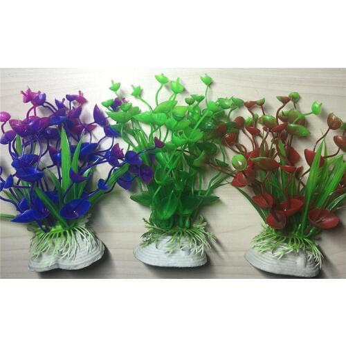 Aquarium Decoration Plants Plastic Artificial Grass Ornament Fish Tank Accessories 1pc Random Color