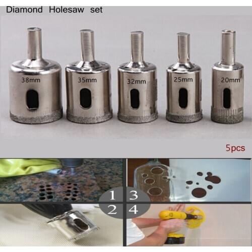 5Pcs/set Diamond Holesaw 20 25 32 35 38mm Drill Bits Tile Ceramic Glass Slate Porcelain Marble