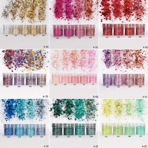 Nail Art Glitter 3D MIX Color Nail Glitter Powder Sequins Powder Confetti Nail Sequin Lentejuelas Para Manualidades 5boxes/Set
