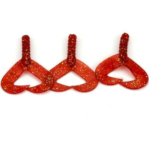 Big Sale 100pcs Red Worm Swimbaits Soft Lure Twin Tail Fishing Tackle Double Tails Crap Fishing Bait 6cm 3g