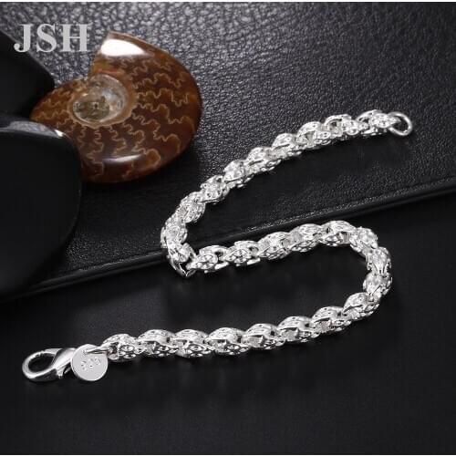 Wholesale Silver color chain women Men lady noble nice bracelet fashion charm chain jewelry wedding party , LH025