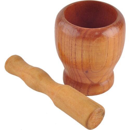 2019 New Year Wooden Garlic Ginger Spice Mixing Grinding Bowl Kitchen Tool Mortar and Pestle Home Medicine Mashed Props tools