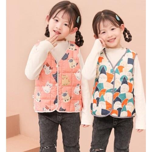 Girls Boys Babys Kids Down Vest Waistcoat 2021 Warm Plus Thicken Winter Autumn Outdoor Jacket Cardigan Childrens Clothes