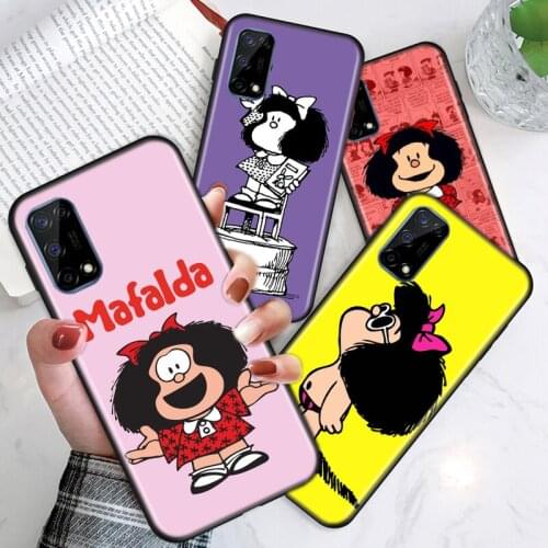 Cartoon girl Mafalda For Realme V15 X50 X7 X3 superzoom X2 C17 C11 C3 7i 7 6i 6S 6 5 Narzo 20 5G Pro Soft Phone Case