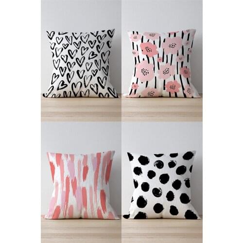 Double Side Printed Sweetheart Pattern 4'Lü Suede Pillow Decorate Case Good Quality Stylish Home Garden Room Kitchen Gift Convenient Decorative Modern
