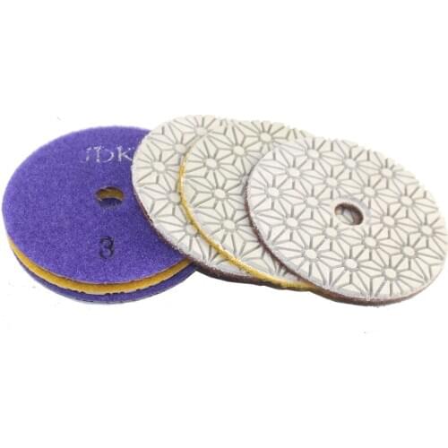 JDK 4 inch 100mm diamond resin 3 step polishing pads for granite/quartz