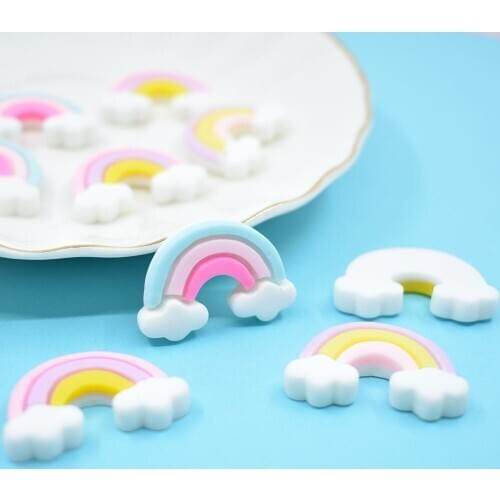 Free Shipping 20pcs Kawaii Colorful Rainbow Resin Cabochons Ornament Accessories Girls Hair Bow Clip Headwear DIY 30*21*6mm