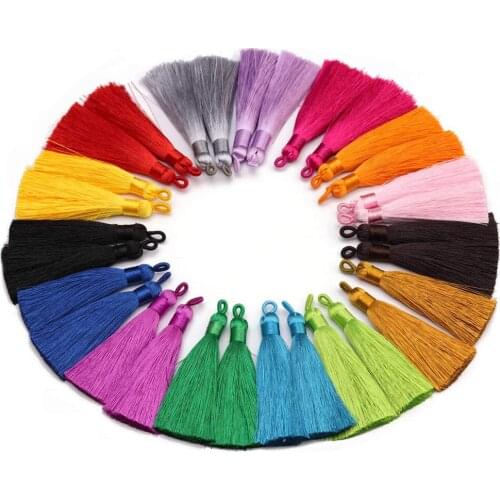 12pcs/lot 8cm tassel with Hanging ring silk fringe sewing bangs tassel trim decorative key tassels for curtains home decoration
