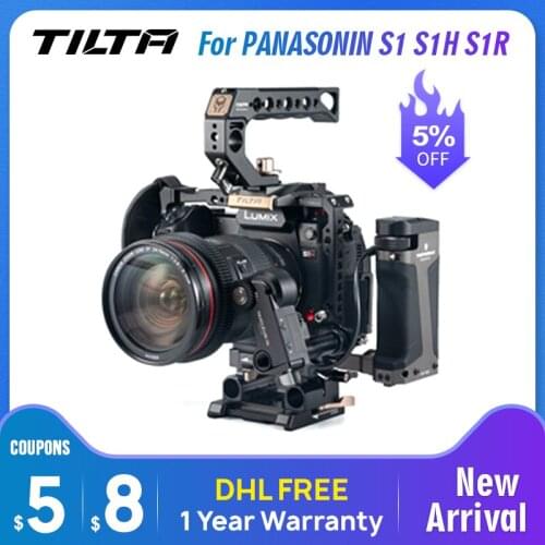 TILTA Camera Cage For PANASONIN S1 S1H S1R DSLR Camera W/ Cold Shoe Mount For Micrphone Flash Light TA-T38-FCC-B Black S1H Cage