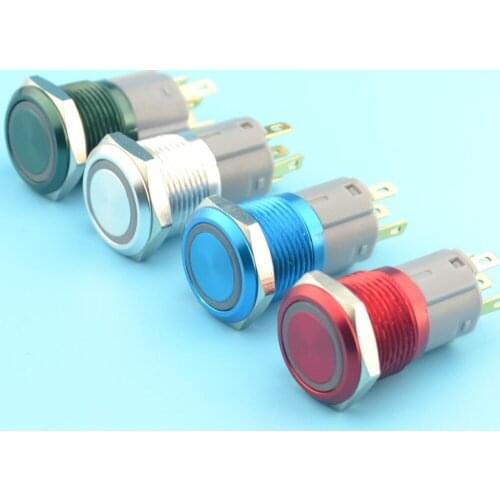 16mm momentary 12V illuminated push button switch