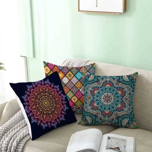 Mandala Print Decorative Pillowcase Indian Mandala Pillowcase Polyester Mandala Pattern Pillowcase Home Decor Pillow Cases