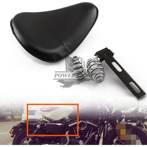 Motorcycle Orange Style Cushion Synthetic Leather Solo Seat Shock Absorption Black Fits for Harley Chopper Bobber Sportster