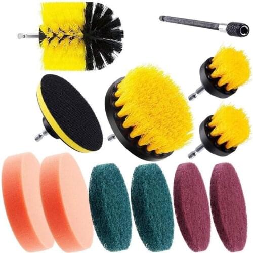 A set Brush Attachment Set Power Scrubber Brush Car Polisher Bathroom Cleaning Kit with Extender Car Detailing Cleaning Tools
