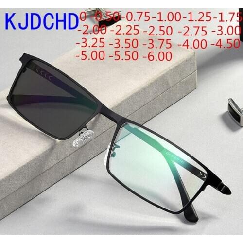 Titanium alloy new type of photochromic myopia correction glasses for men and women -0.50 -0.75 -1.0 to -6.0