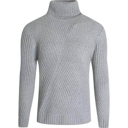 High-collar pure-color Korean version Pullover Sweater mens long-sleeved bottom knitted