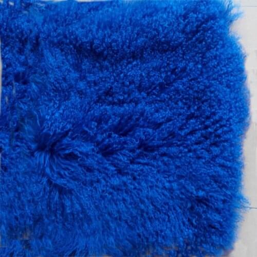 Primary Blue Mongolian Lamb Fur Rug Tibetan Fur Plate Accessory Doll Wig Home Decor For Living Room Decorative Floor Mat