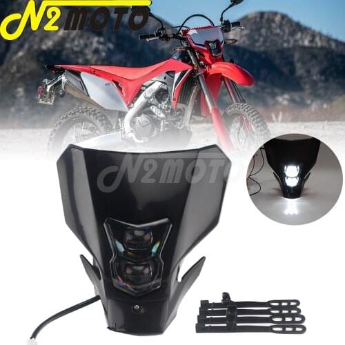 Motocross Enduro 12V LED HI/LO Beam Front Headlight Head Lamp Mask for Yamaha Suzuki Kawasaki Honda CRF 150R 250R 450 450L 450XR
