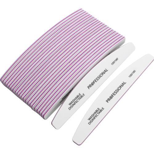 10pcs White Nail File Boat Style Form Sanding Nail Buffer 100/180Washable Manicure Block UV Gel Polish lime a ongle professional