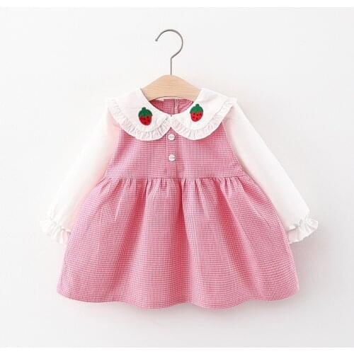 2021 Autumn Baby Dress Girl Clothes 1 Year Birthday Princess Plaid Long Sleeve Dresses For Baby Girls Clothing Toddler Vestidos
