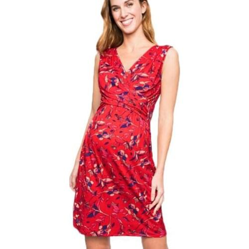V-Neck Print Maternity Dresses Pregnant Nursing Breastfeeding Clothes Beach Dress Lactation Clothes 2021 New Summer Party Dress